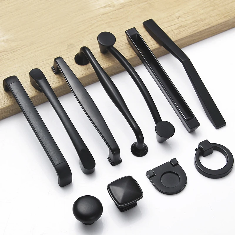 

Black Door Handles Cabinet Handles Kitchen Cupboard Door Pulls Drawer Knobs European Fashion Furniture Handle Hardware