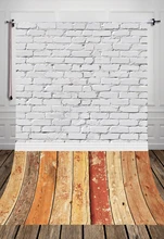 Huayi branco piso de madeira pano de fundo da parede de tijolo do vintage colorido da arte tecido recém-nascidos cenário d-044