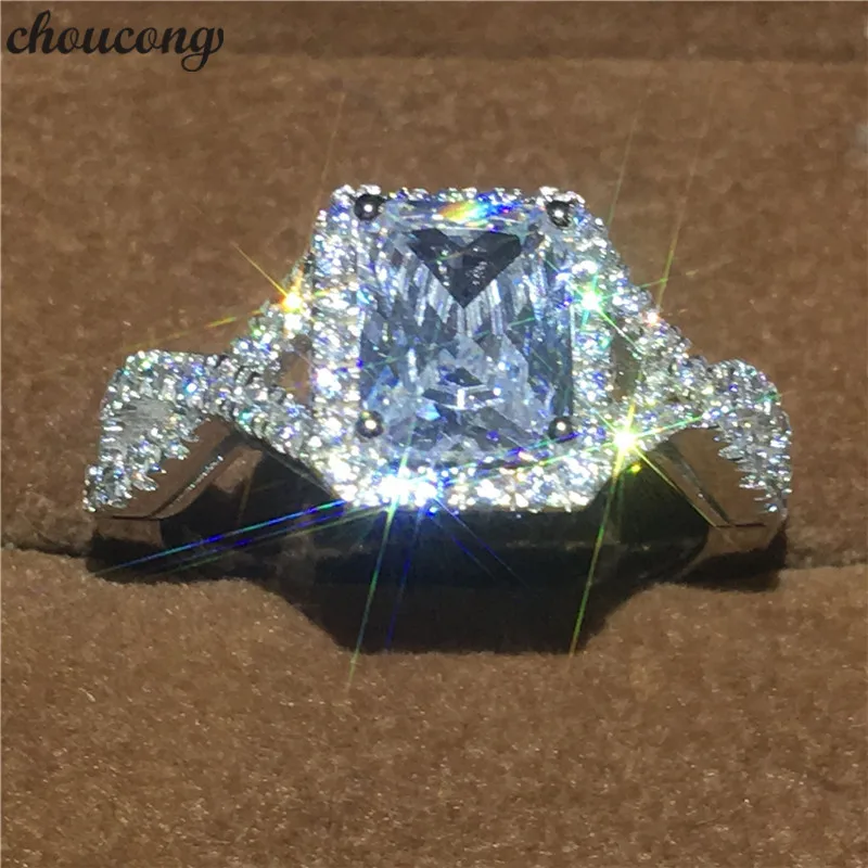 choucong Classic Engagement Wedding Band ring Princess cut 5A zircon Cz 925 Sterling silver Rings For Women men Jewelry | Украшения и