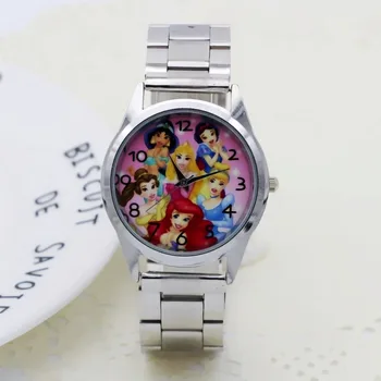 

2019 Cute Cartoon Pretty princess style Children's Watches Women's Student Girls boys Quartz Metal steel Wrist Watch