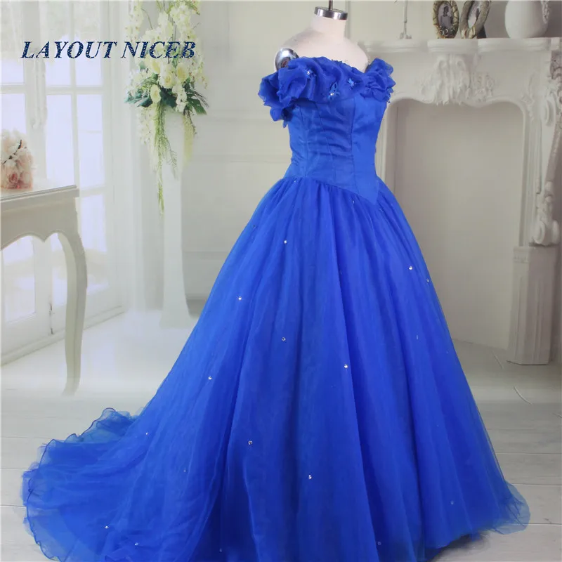 

Lovely Royal Blue Prom Dresses 2019 Pleat Off the Shoulders with Butterfly vestidos de fiesta de noche Organza Party Dress