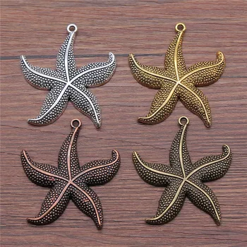 

WYSIWYG 2pcs 50x43mm 3 Colors Antique Gold Antique Silver Color Antique Bronze Big Stafish Charm Pendant Large Starfish Pendant