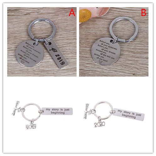1pc Graduation Party Decoration Engraved Class Of Student Graduation Gift Keyring Graduation Caps Stainless Keychain 4 Styles