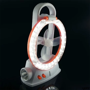 

3-In-1 Multi-Function Fan Lamp 24LEDs Desk Table Light Rechargeable Flashlight For Indoor Outdoor