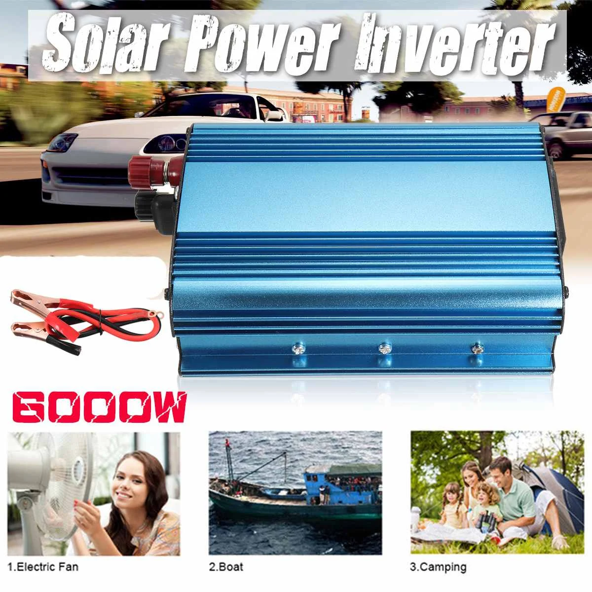 

Solar Power car Inverter 6000W DC 12/24/48V/60V To 220V LCD Display Modified Sine Wave Power Converter