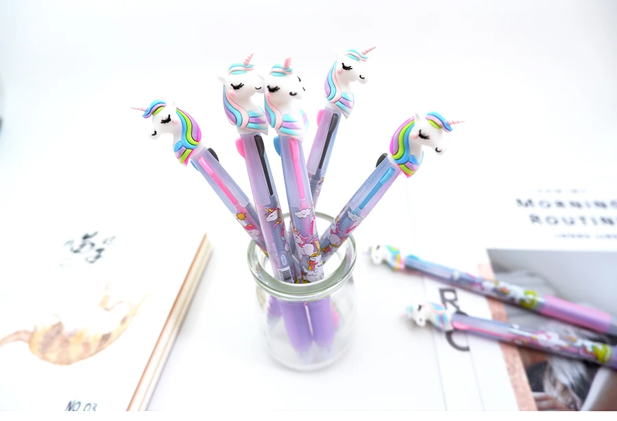 1 шт. 3 цвета милые кавайные цветные шариковые ручки с единорогом Шариковая ручка для офиса и школы канцелярские принадлежности