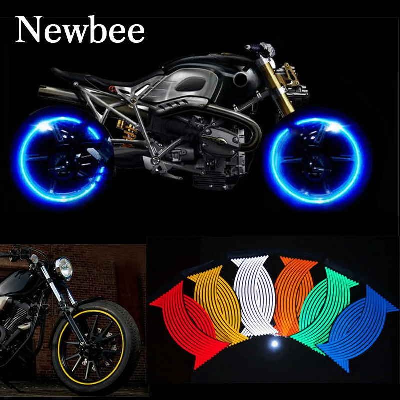 

16 Strip Reflective Motocross Bike Motorcycle Sticker 16-18" Auto Wheel Rim Motorbike Moto Decal for Yamaha Honda Harley Suzuki