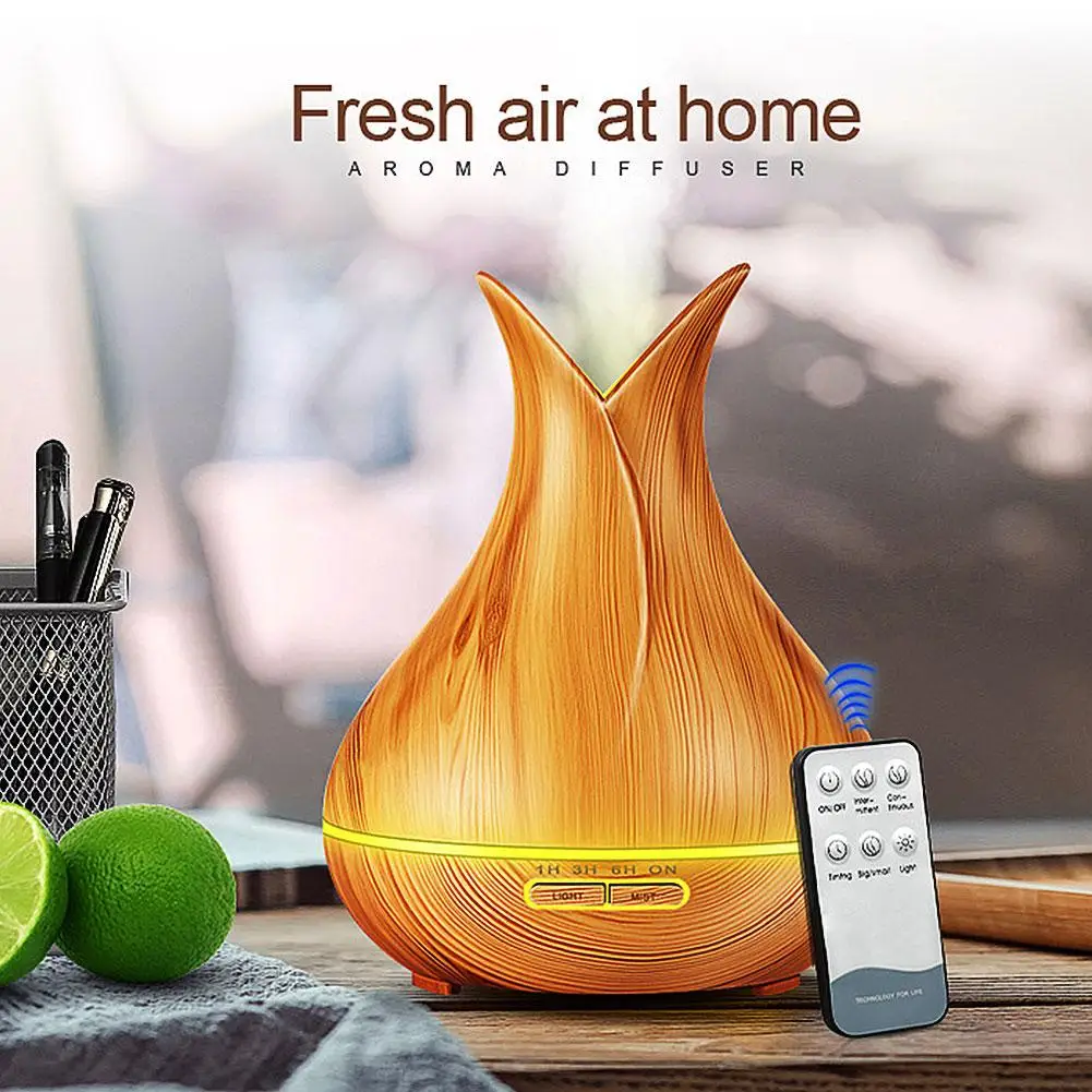 

Wood Grain Aroma Essential Oil Diffuser Ultrasonic Air Humidifier with LED Light Set