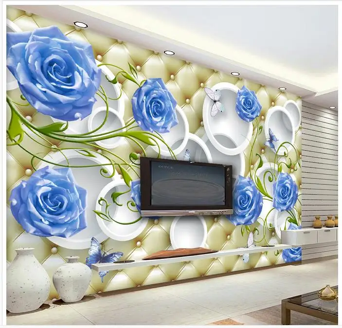 Custom photo wallpaper 3d murals wall Modern fashion blue rose elegant soft package 3D stereo background papers home decor | Обустройство