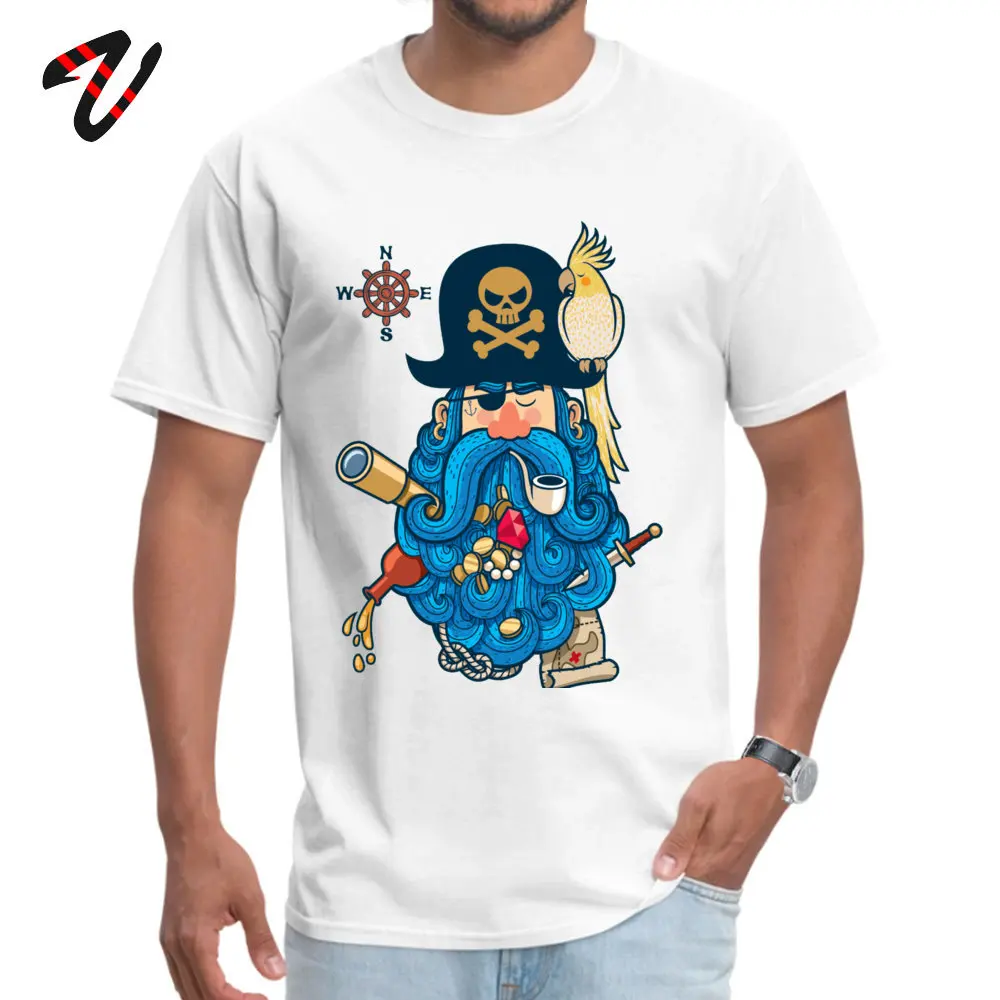 Pirate Portrait Tshirts Short Sleeve Casual Hip Hop Mens Summer Fall Tops T Shirt Casual Tops Shirts Crewneck All Cotton Pirate Portrait -13799 white