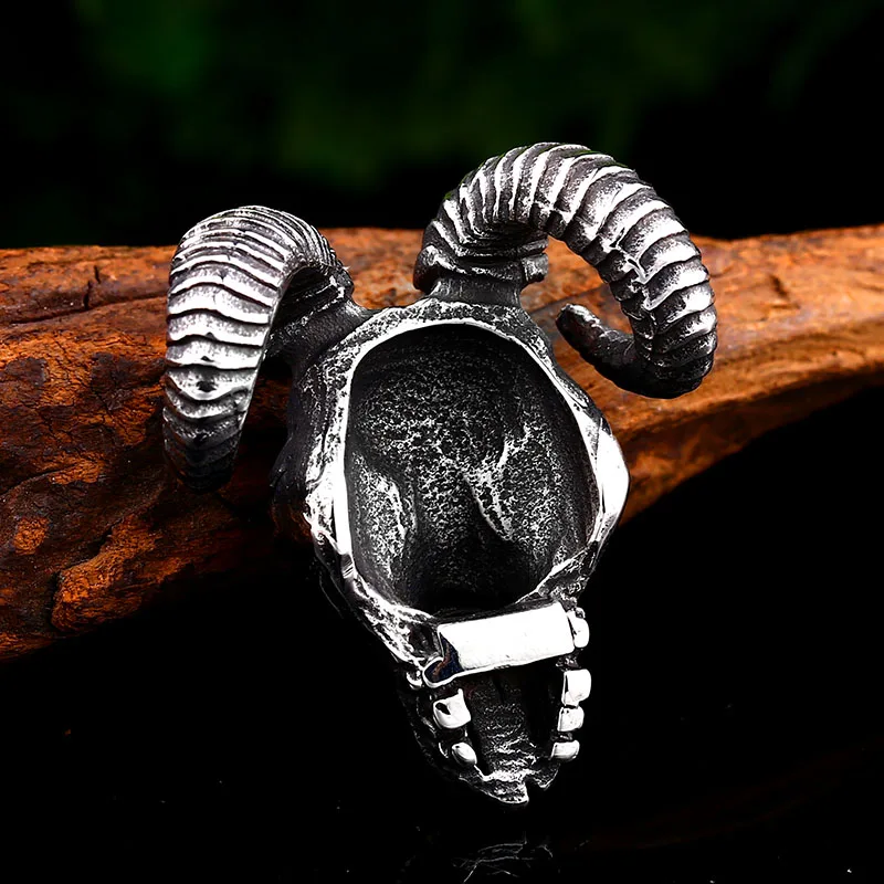Байер крутой 316L нержавеющая сталь Викинги голова Овцы кулон ожерелье Шарм животное амулет скандинавские ювелирные изделия для мужчин BP8-458