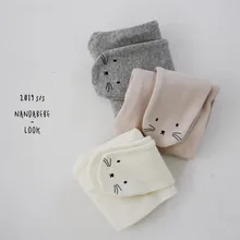 Осень, Детские хлопковые леггинсы с милым рисунком кота, повседневные штаны для маленьких девочек, От 0 до 2 лет