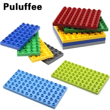 128, 144, 404, 512 точек, набор опорных плит, сборный кирпич, большие частицы, строительные блоки, аксессуар, совместим с Duplo, детский, сделай сам, игрушка в подарок