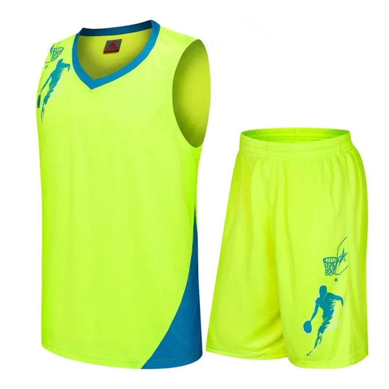 New Men Basketball Jersey Sets Uniforms kits Adult Sports clothing Breathable basketball jerseys shirts shorts DIY Custom - Цвет: 8081 men green