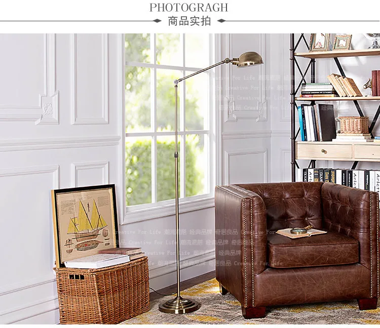 Nordic American idea retro industry mining style gold wrought iron Ostdiek floor lamp