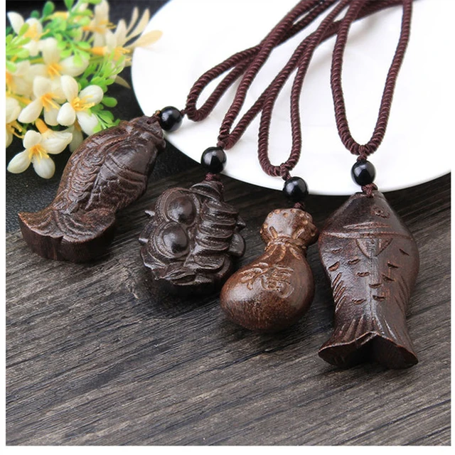 Wood Fish Pendant Original 2023 New National Trend Handmade Wood Pendant  Necklace Women Fish Vintage Hangings