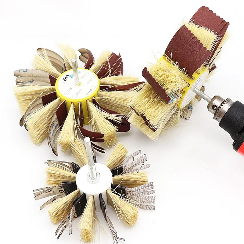 150mmx6mm Shaft Mounted Sisal & Emery Cloth Sisal Sand Polishing Wheel