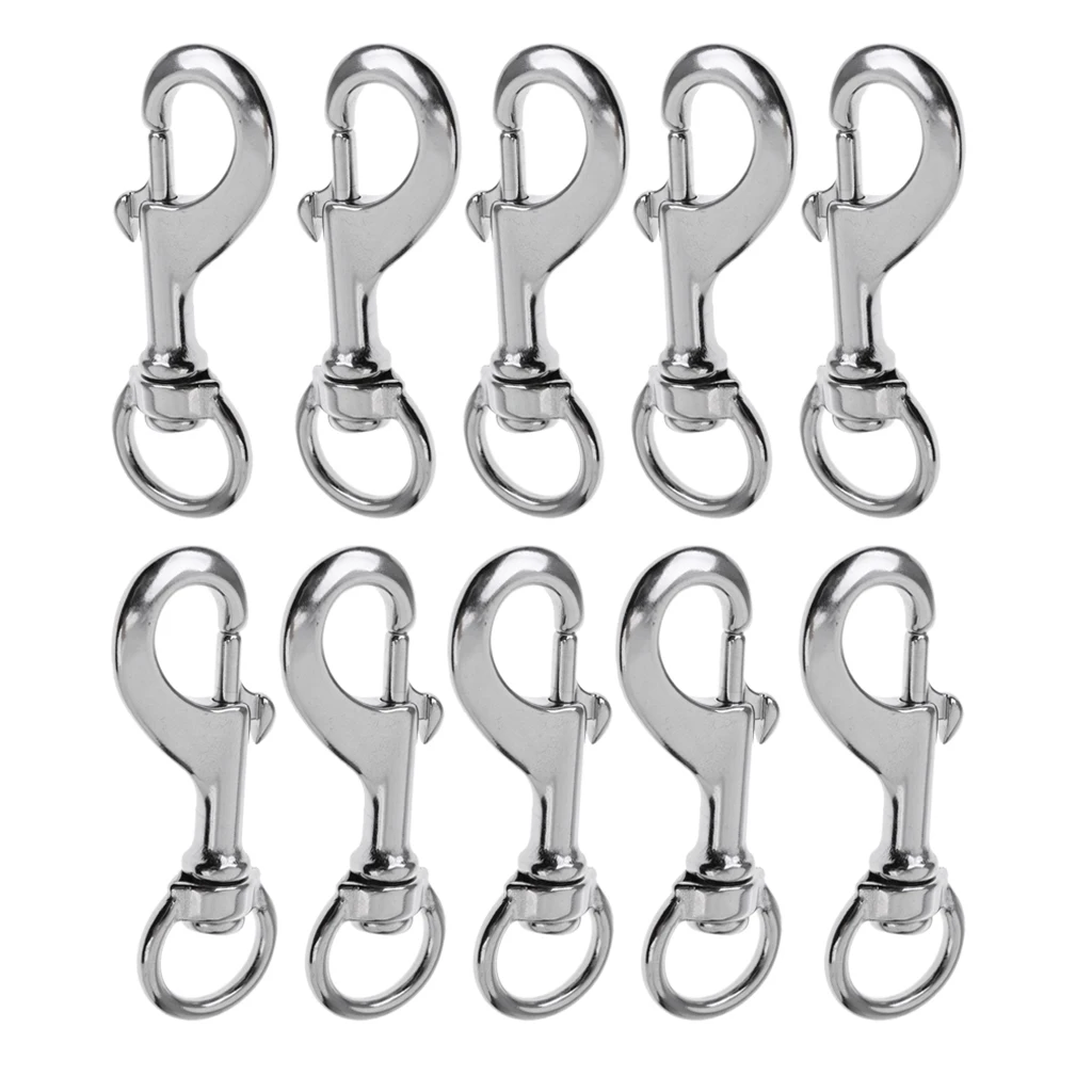 

10 Pack Dive Clip Heavy Duty Spring Loaded Bolt Snap Hook for Scuba Diving Hose Torch Reel Gear Accessories