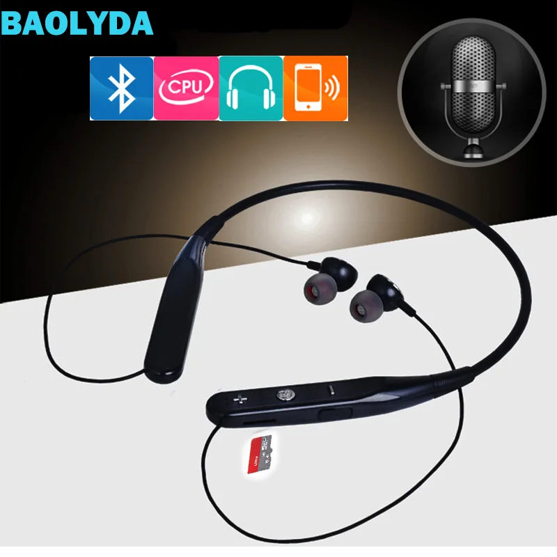 Baolyda Bluetooth наушники беспроводные шумоподавления наушники спортивные для бега долгое время музыка наушники с ремешком для шеи для TF