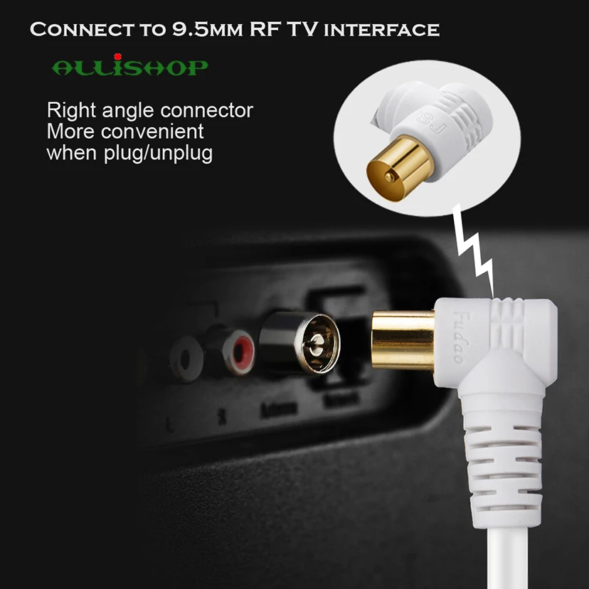 RF RG6 Quad Shield CL2 коаксиальный антенный спутниковый кабель с ТВ 9,5 мм 90 градусов Правый ангел Мужской прямой мужской разъем