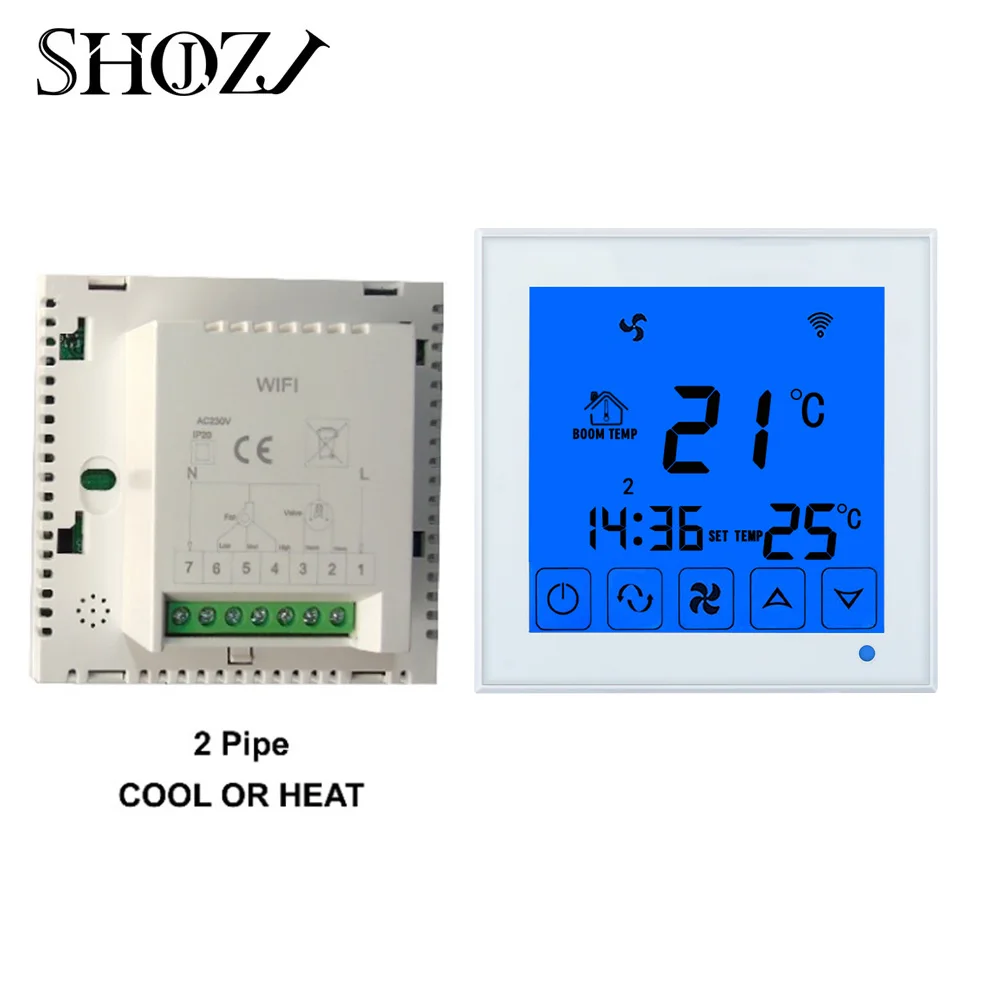 Умный центральный регулятор температуры кондиционера 2P 4P вентилятор катушки Термостат для отопления/охлаждения комнатной температуры - Цвет: 2P WIFI