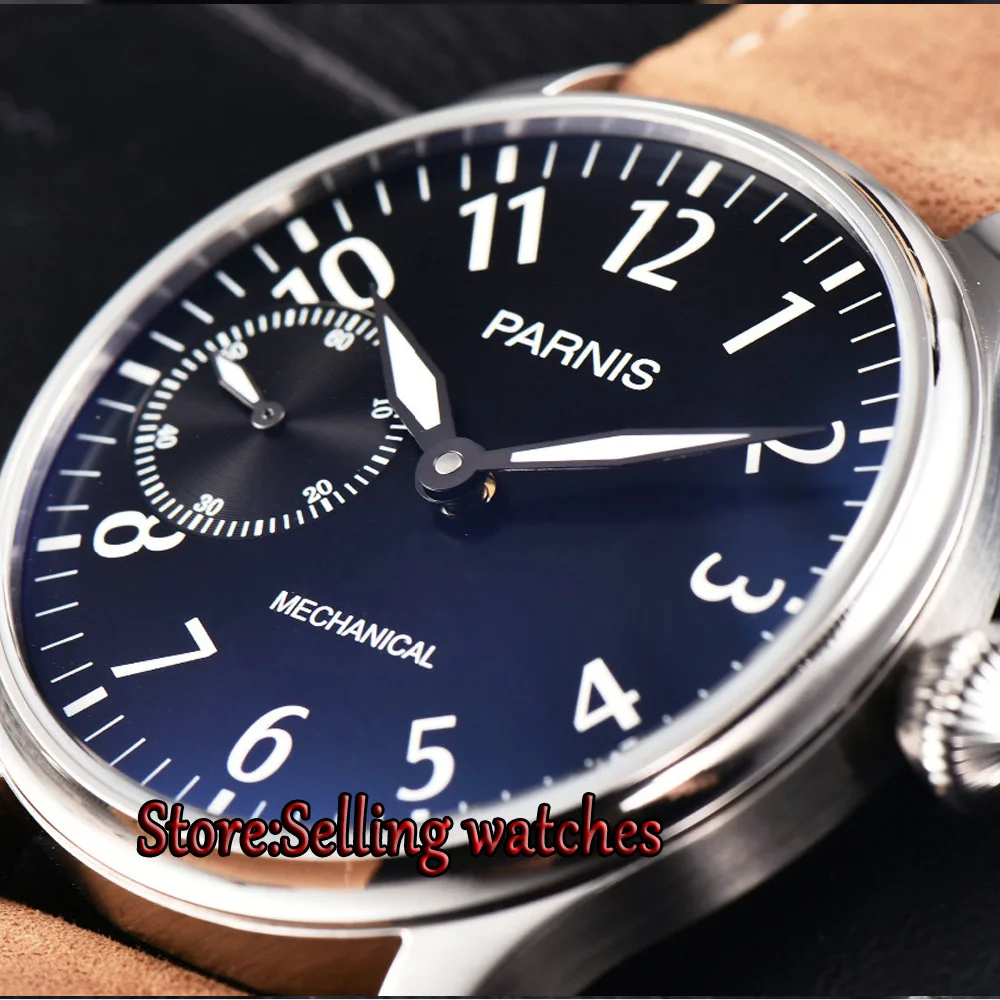 Parnis 44mm steel case Black dial Hand Winding ST3600 6497 Mechanical Mens Watches Parnis 44mm steel case Black dial Hand Winding ST3600 6497 Mechanical Mens Watches