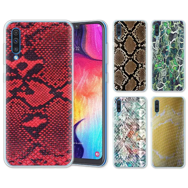 

python yellow gold Snake skin Silicone Cases for Samsung Galaxy A10 A30 A40 A50 A70 A6 A7 A8+ A9 M30 M50 TPU Soft Phone Cases
