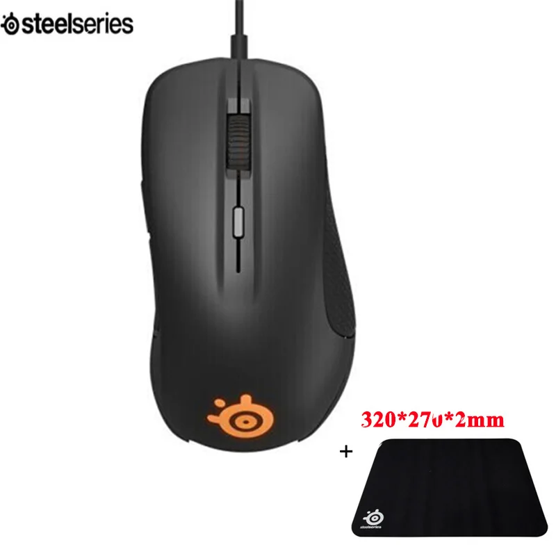 OriginalSteelseries Rival 300 Проводная игровая мышь 6500 dpi RGB светодиодный логотип оптическая игровая мышь USB мыши для Dota 2+ коврик для мыши