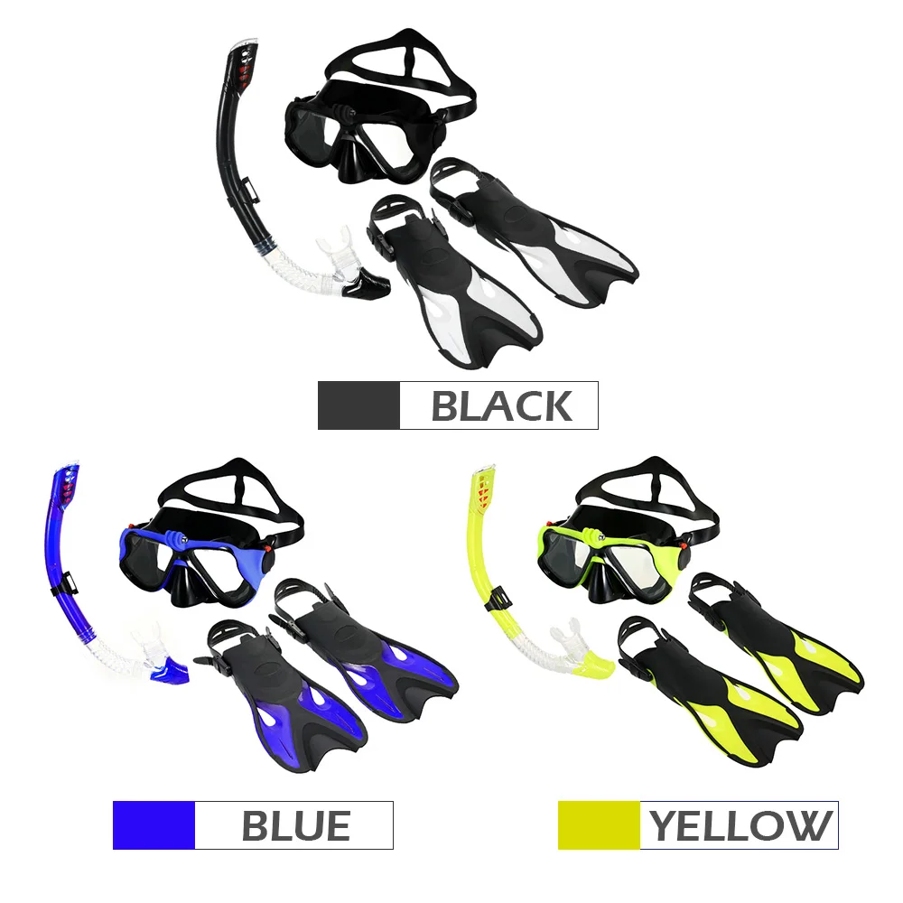 Очки для сноркелинга, комбинированный набор, анти-туман, очки, маска, трубка, плавники с сумкой передач для мужчин, женщин, плавание, дайвинг, путешествия