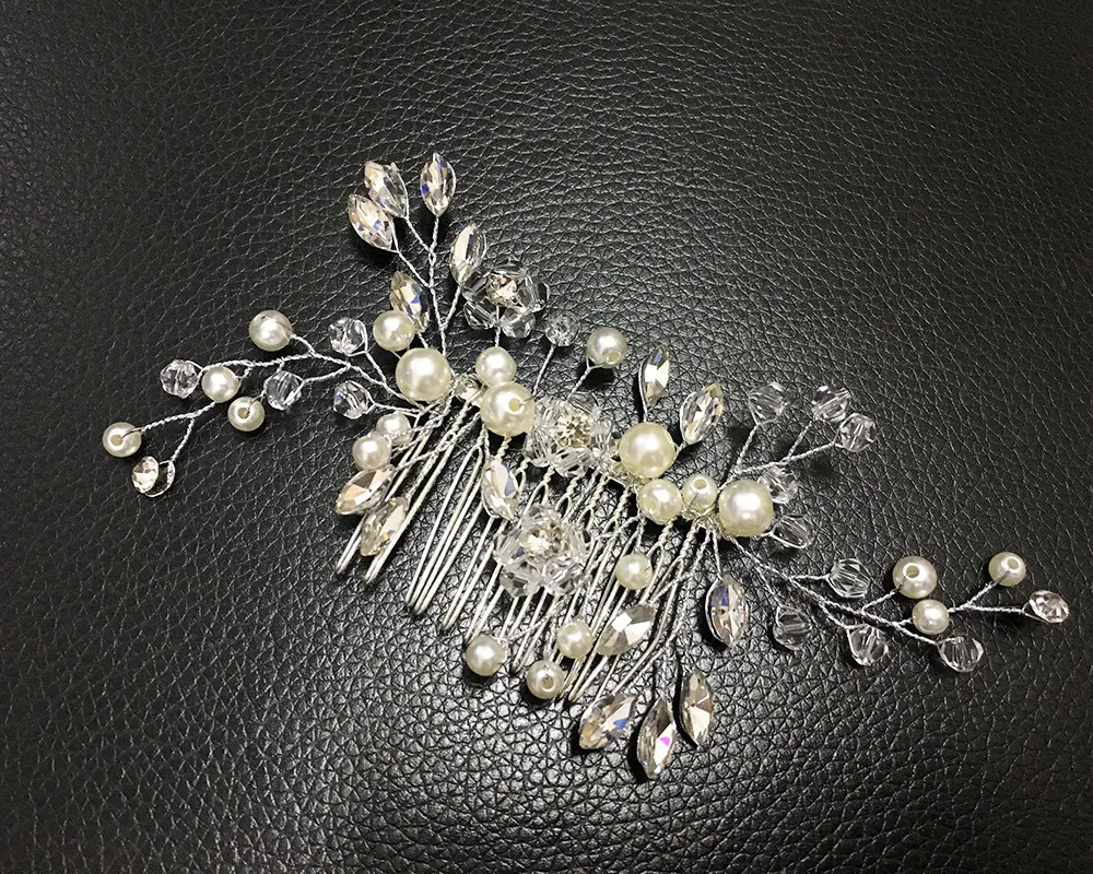 Women Hairpins Elegant Wedding Hair Combs for Bride Crystal Rhinestones Pearls Bridal Headpiece Hair Jewelry Accessories