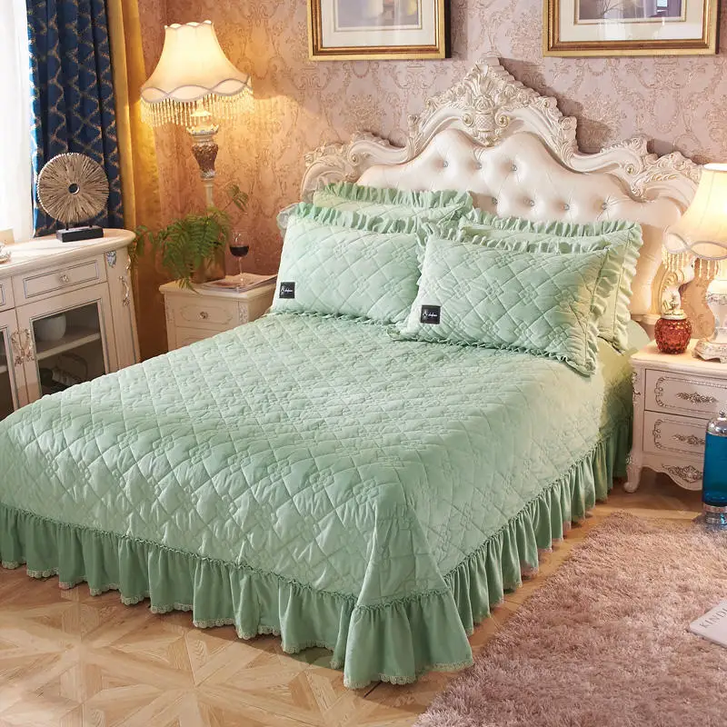 Fleece Bed cover Quilted Bedspread set King Queen size Bed
