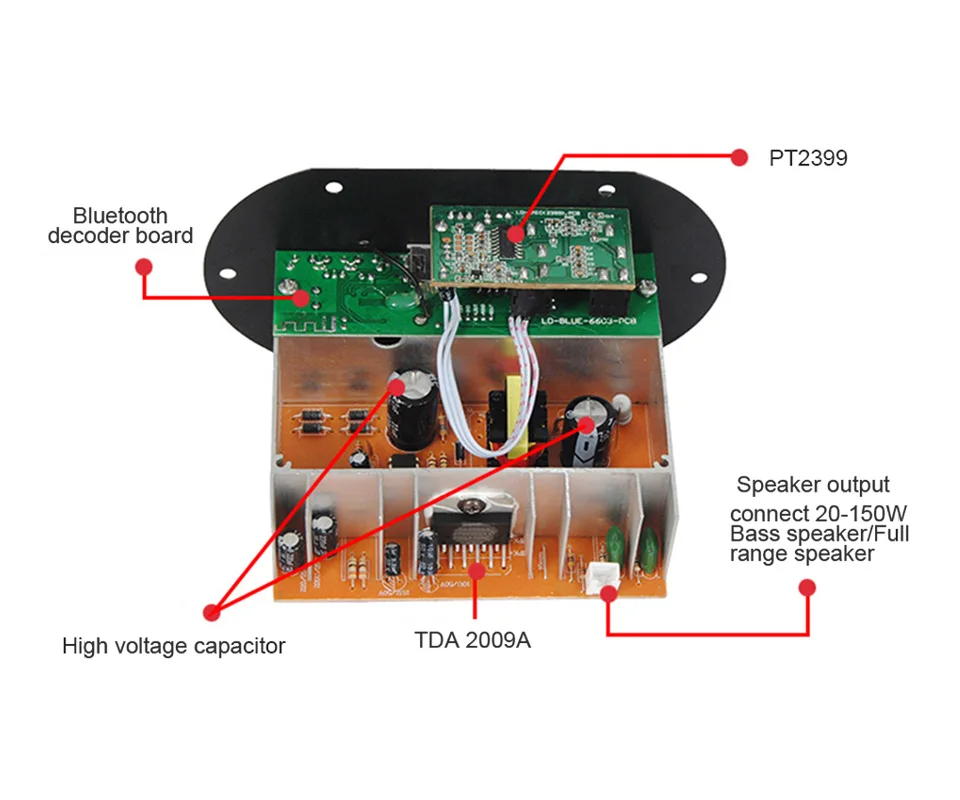 AOSHIKE DC 12 В 24 В 220 В двойной микрофон усилители Bluetooth сабвуфер усилитель доска для 5-10 дюймов сабвуфер динамик DIY