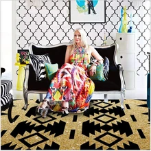 AOVOLL ковры для гостиной богемные черные эмалированные золотые ковры для спальни хрустальные бархатные напольные коврики журнальный столик ковры