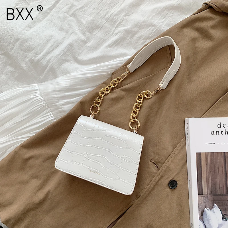 

[BXX] Women Single Shoulder Crossbody Bag All-match Flap 2020 Fashion Design Crocodile Pattern Chain Package Tide Handbag HF970