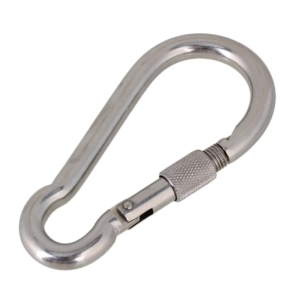 304 stainless steel carabiner spring DIN5299C snap hook with eyelet M4