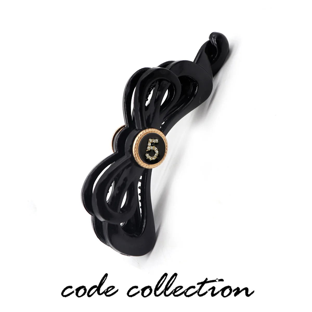 

Classic Digital NO.5 Badge Acrylic Banana Hair Claws Clip For Women Crystal Luxurious Vertical Horsetail Clip Hair Accessories