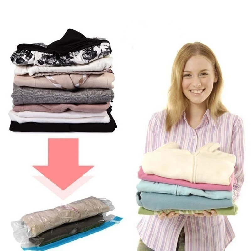 Rolling Compression Vacuum Bag For Wardrobe Space Saving Border