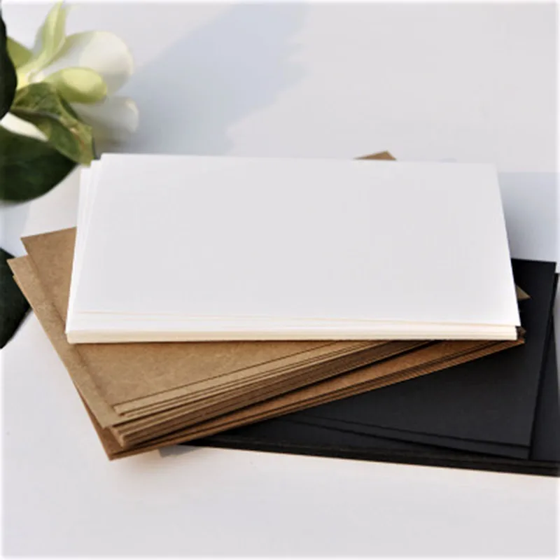 

20Pcs Black and white solid color retro kraft paper postcards word message card greeting card DIY hand-painted graffiti homemade