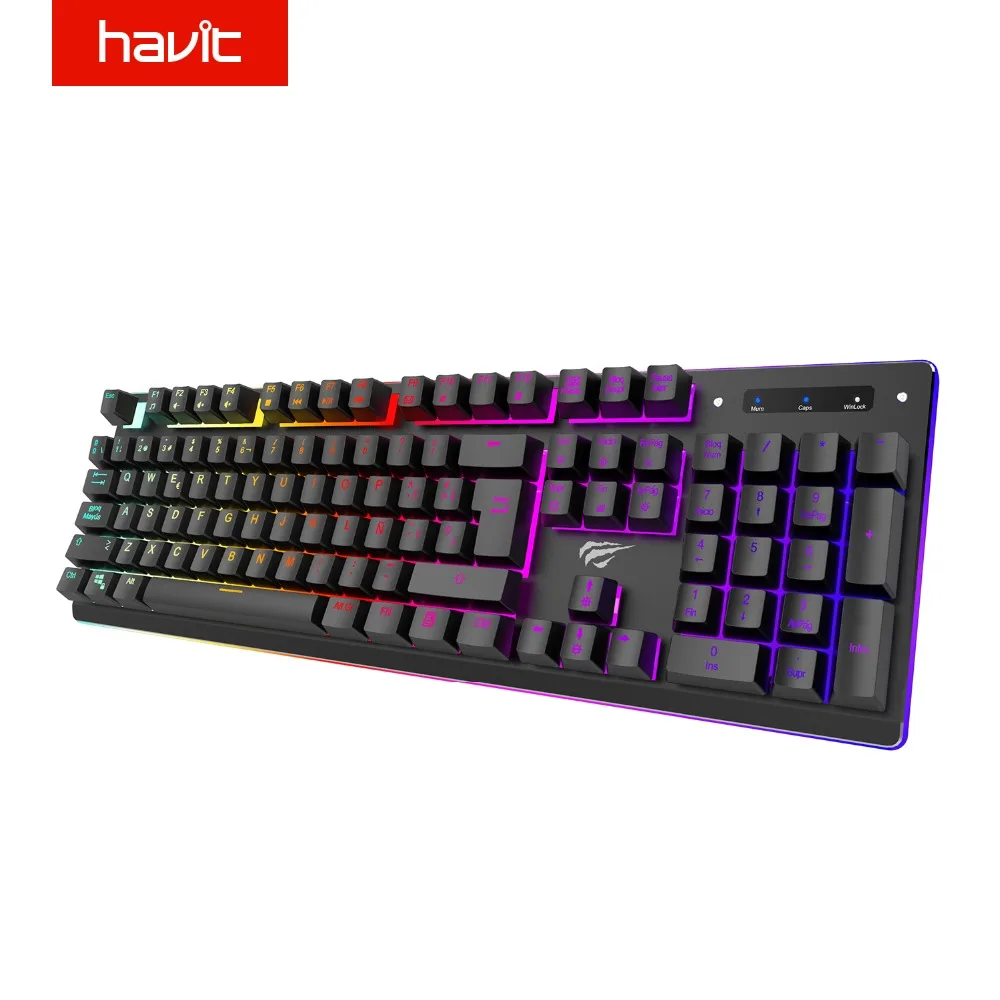 

HAVIT Gaming Keyboard RGB Backlit Spanish Keyboard USB Wired Anti Ghosting Keys Keyboard with Similar Mechanical Feel HV-KB391L