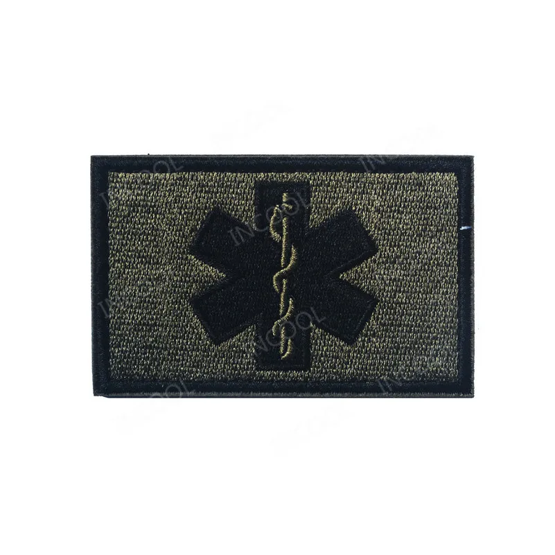 ЕМТ звезда жизни медицинский медик Вышивка крестом нашивка Тактическая Военная нашивки для поднятия боевого духа с аппликацией в виде эмблемы с вышивкой - Цвет: Green