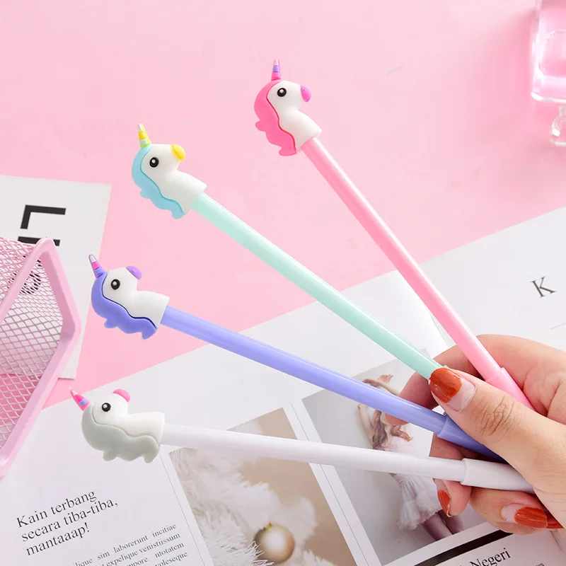

1 Pcs/sell Cute Animals Kawaii Unicorn Model 0.7mm Black Ink Gel Pens Writing Office School stationeries