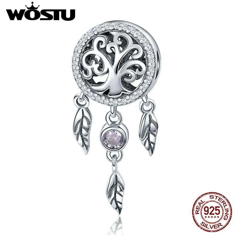 WOSTU Hot Sale Pure 925 Sterling Silver Dream Catcher & Tree Of Life Charm fit Original S925 Bead Bracelet Jewelry Gift BKC723
