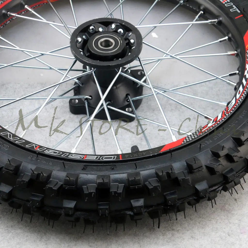 Переднее 14 ''колесо для питбайка GuangLi 60/100 шина и спицевая с 32 отверстиями KTM CRF PRO