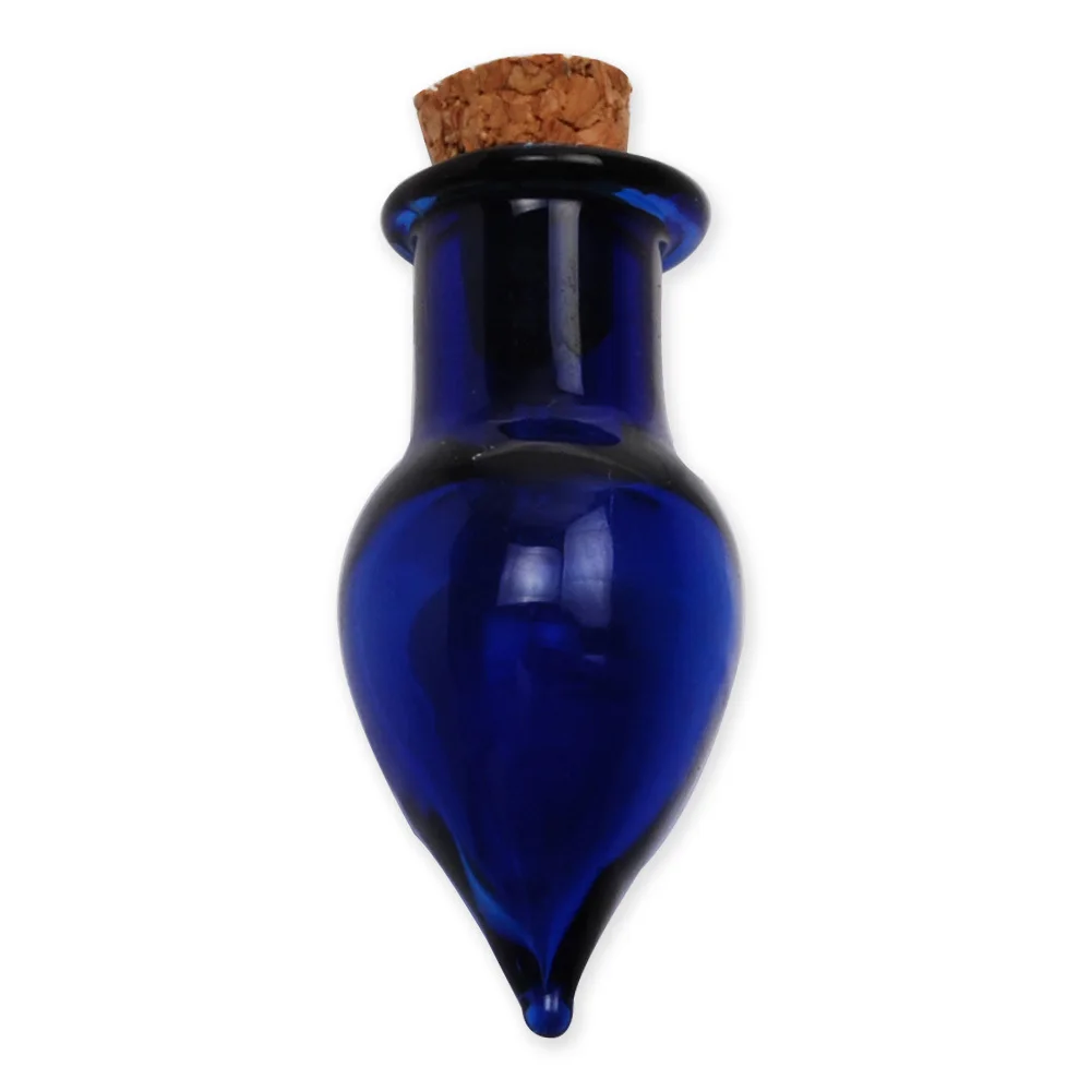Dark Blue Mini Wishing Glass Bottle Message Vial With Corks Stopper