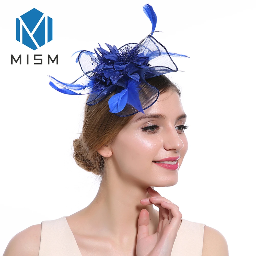 

M MISM Women Sexy Hair Accessories Hair Clips Mesh Headwear Yarn Flower Elegant Fascinator Feather Beads Hair Bands Party