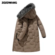 Мужская зимняя теплая пуховая куртка 90% белый пуховик деловая мужская длинная куртка повседневная мужская куртка s