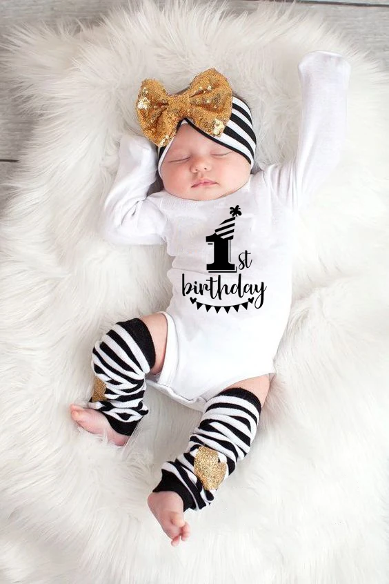 

My First Birthday Letter Print Newborn Cotton Baby Long Sleeve Baby Rompers Girls Boys Clothes Baby Boy Clothing Set 0-24M