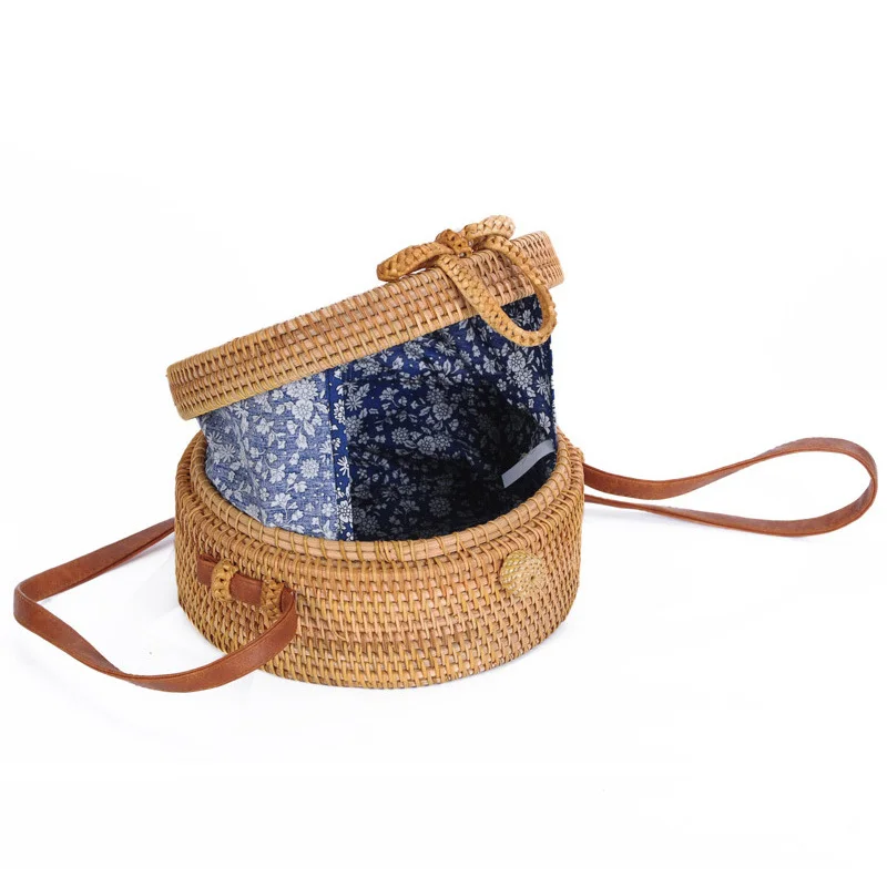 Female Vintage Bamboo Bags Women Bohemian Summer Beach Handbag Hollow Lady Circle Shoulder Bag Round Handmade Knitted Bag SS3033 (8)