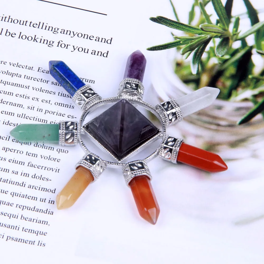 

Natural Purple Amethyst Reiki Healing Crystals Pyramid 7 Chakra Stones Quartz Point Energy Generator Figurine 1pc