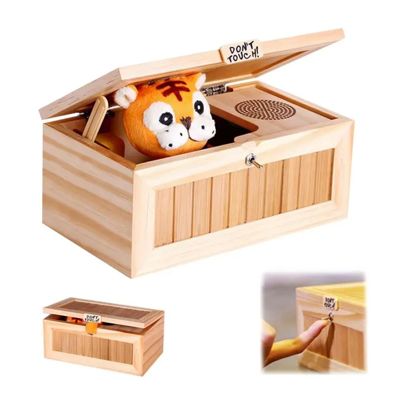 FBIL-новая электронная бесполезная коробка со звуком милый тигр игрушка подарок стол для снижения стресса - Цвет: Wood color